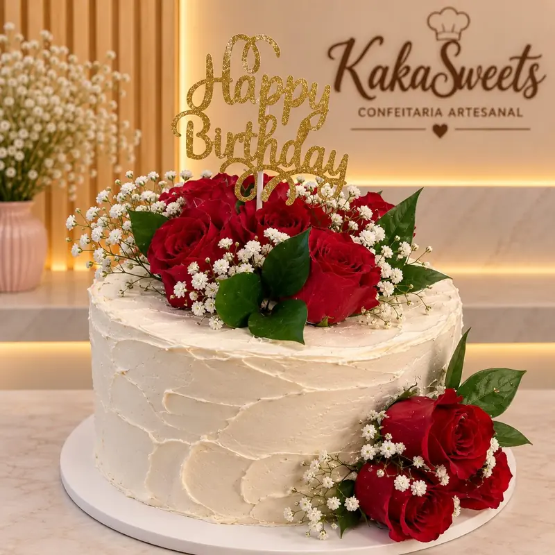 Bolo de rosas, feito pela Kaka Sweets